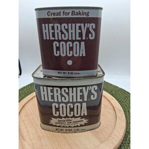 Vintage Hersheys Cocoa Tin Set – 16 Oz & 8 Oz – Collectible Kitchen Decor